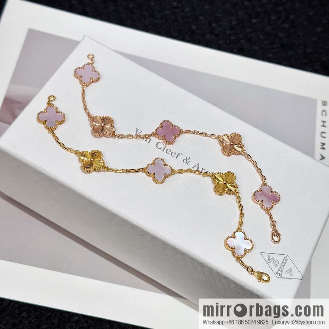 ❗️CNC version ❗️ ☀️ Van Cleef & Arpels engraved laser powder shell four-leaf clover five-flower bracelet ☀