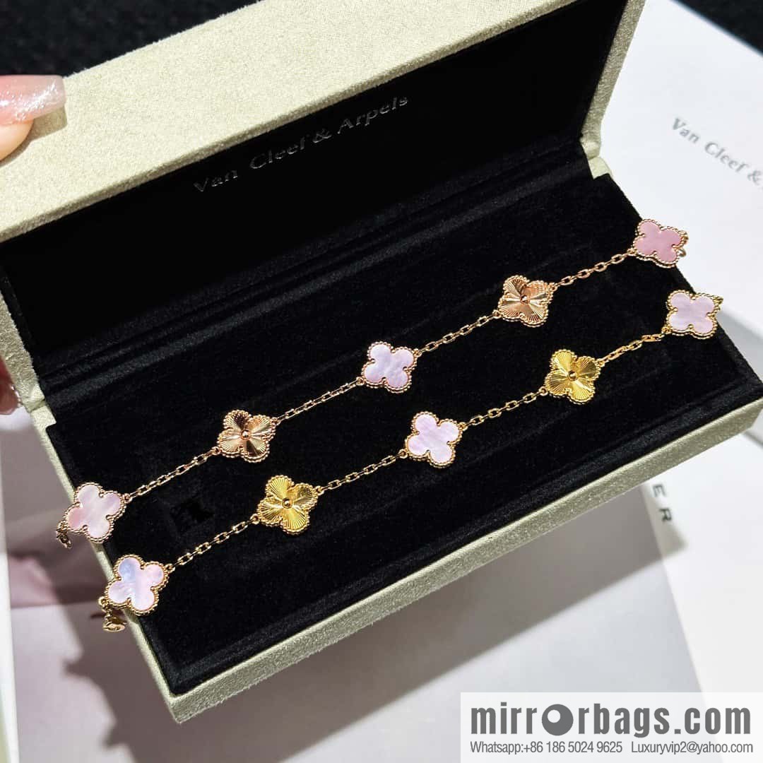 ❗️CNC version ❗️ ☀️ Van Cleef & Arpels engraved laser powder shell four-leaf clover five-flower bracelet ☀