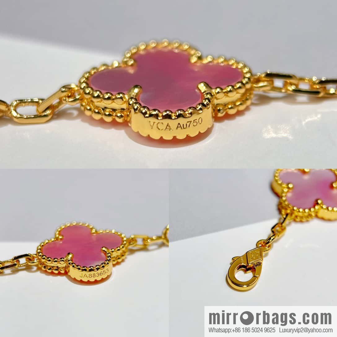 ❗️CNC version ❗️ ☀️ Van Cleef & Arpels engraved laser powder shell four-leaf clover five-flower bracelet ☀