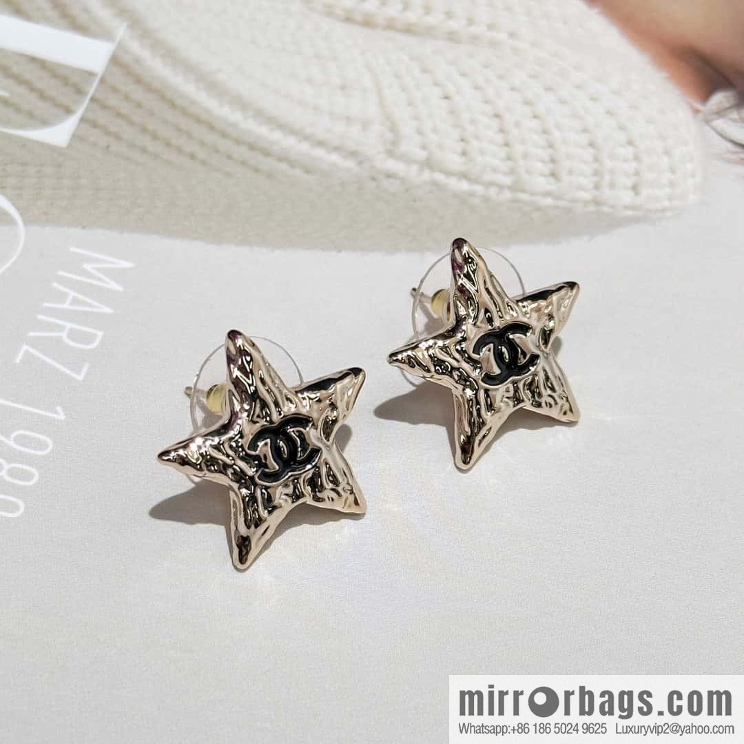 ❗️New ❗️☀️ new ☑️ chanel c1 double c pentagram ⭐ star stud earrings ☀️