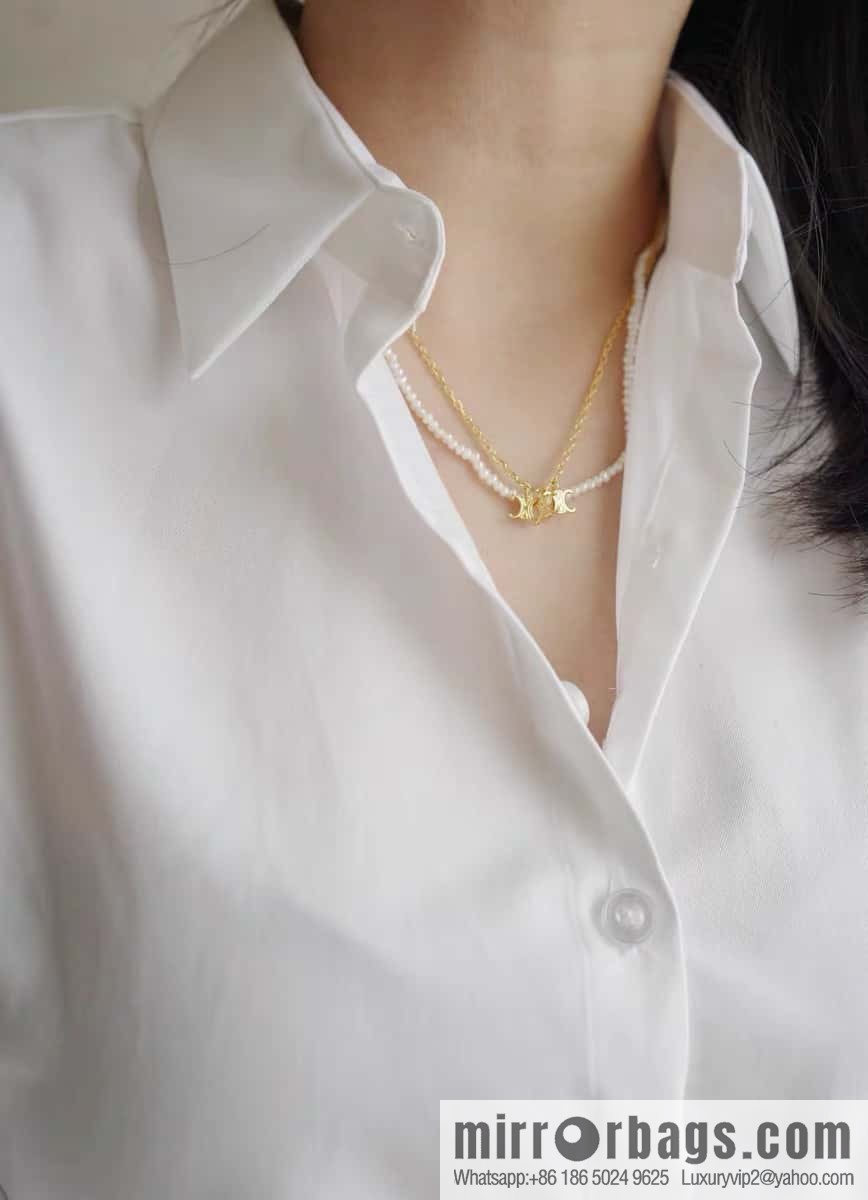 New Celine tassel gold letter necklace