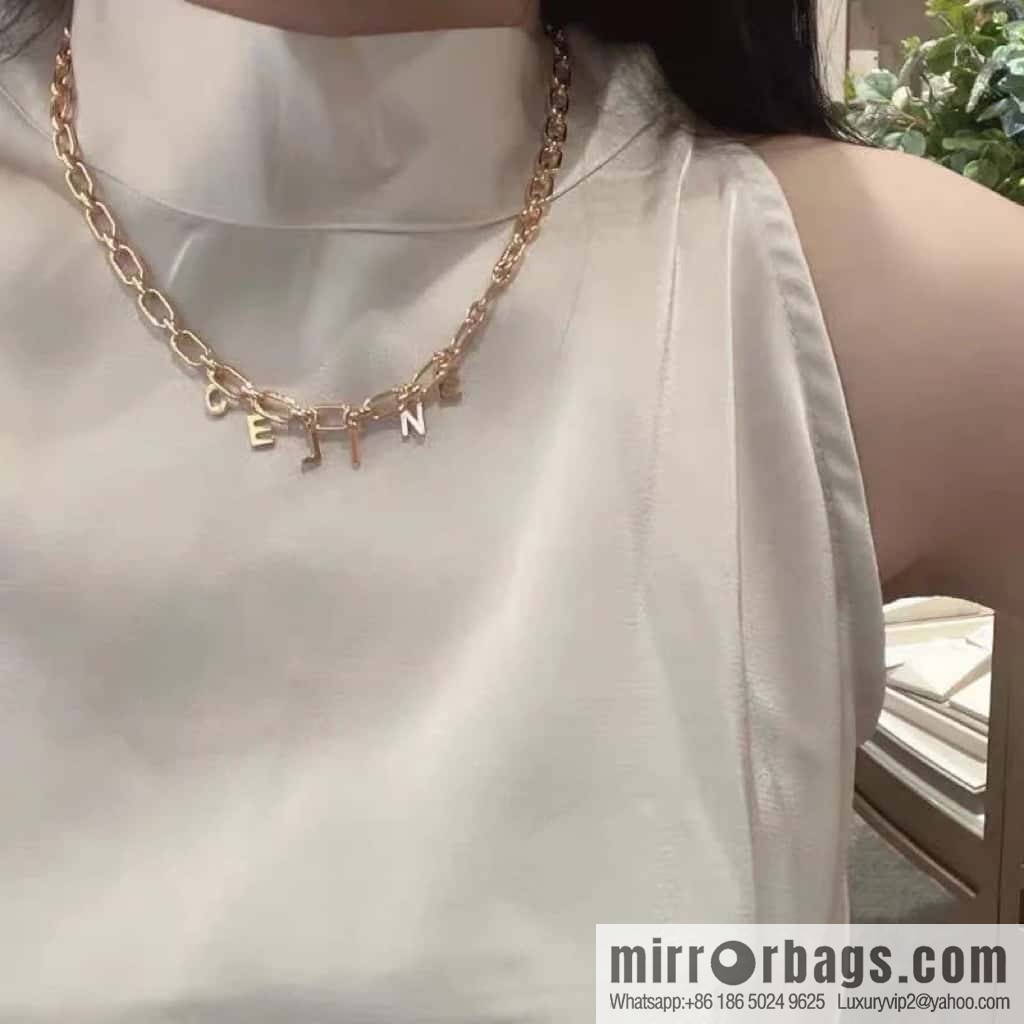 New Celine tassel gold letter necklace