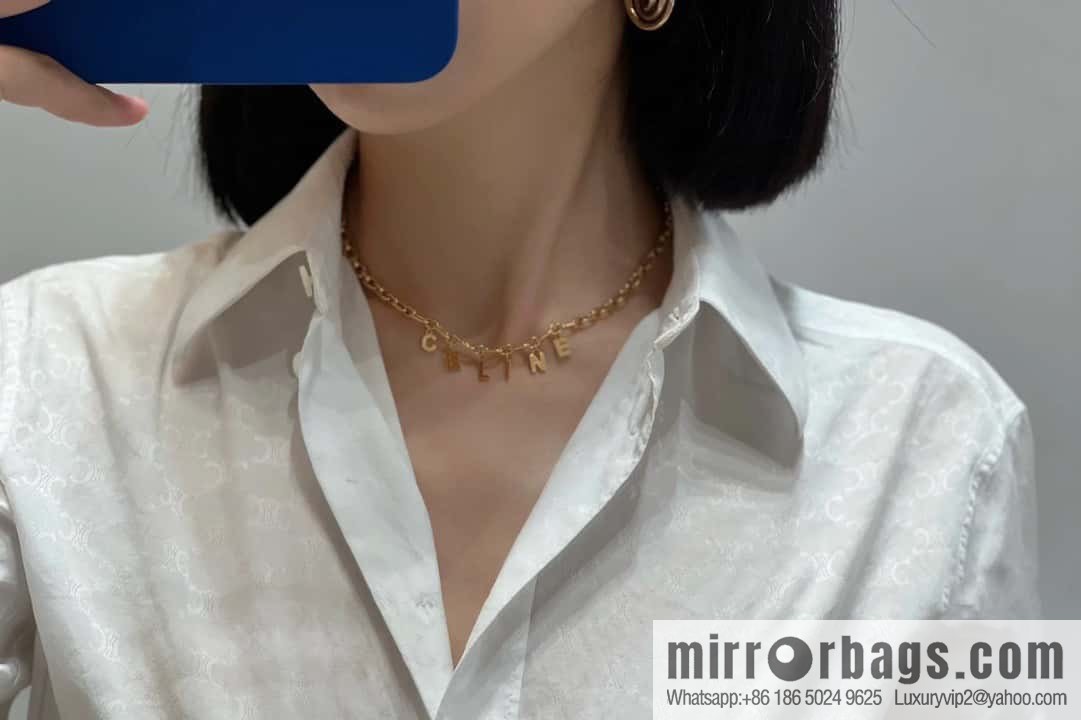 New Celine tassel gold letter necklace