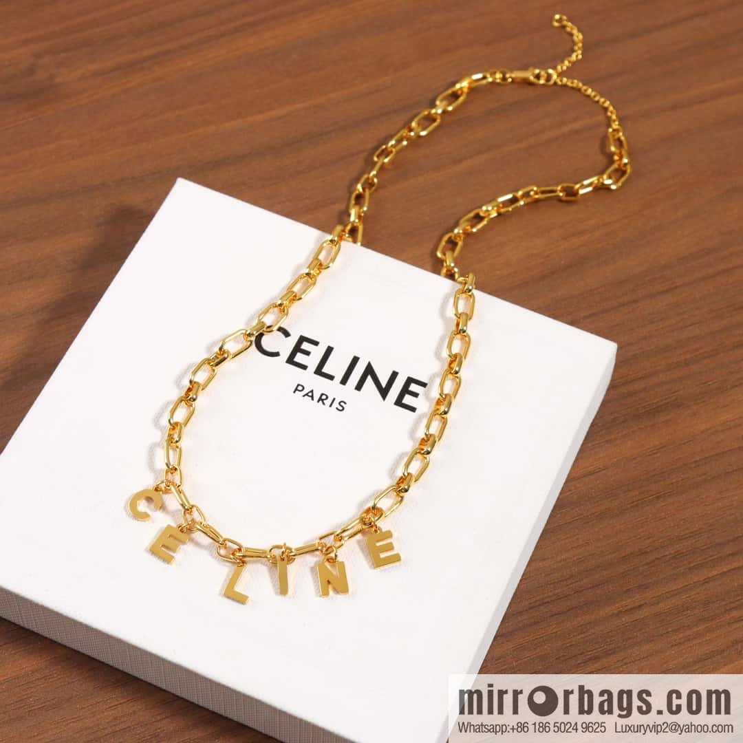 New Celine tassel gold letter necklace