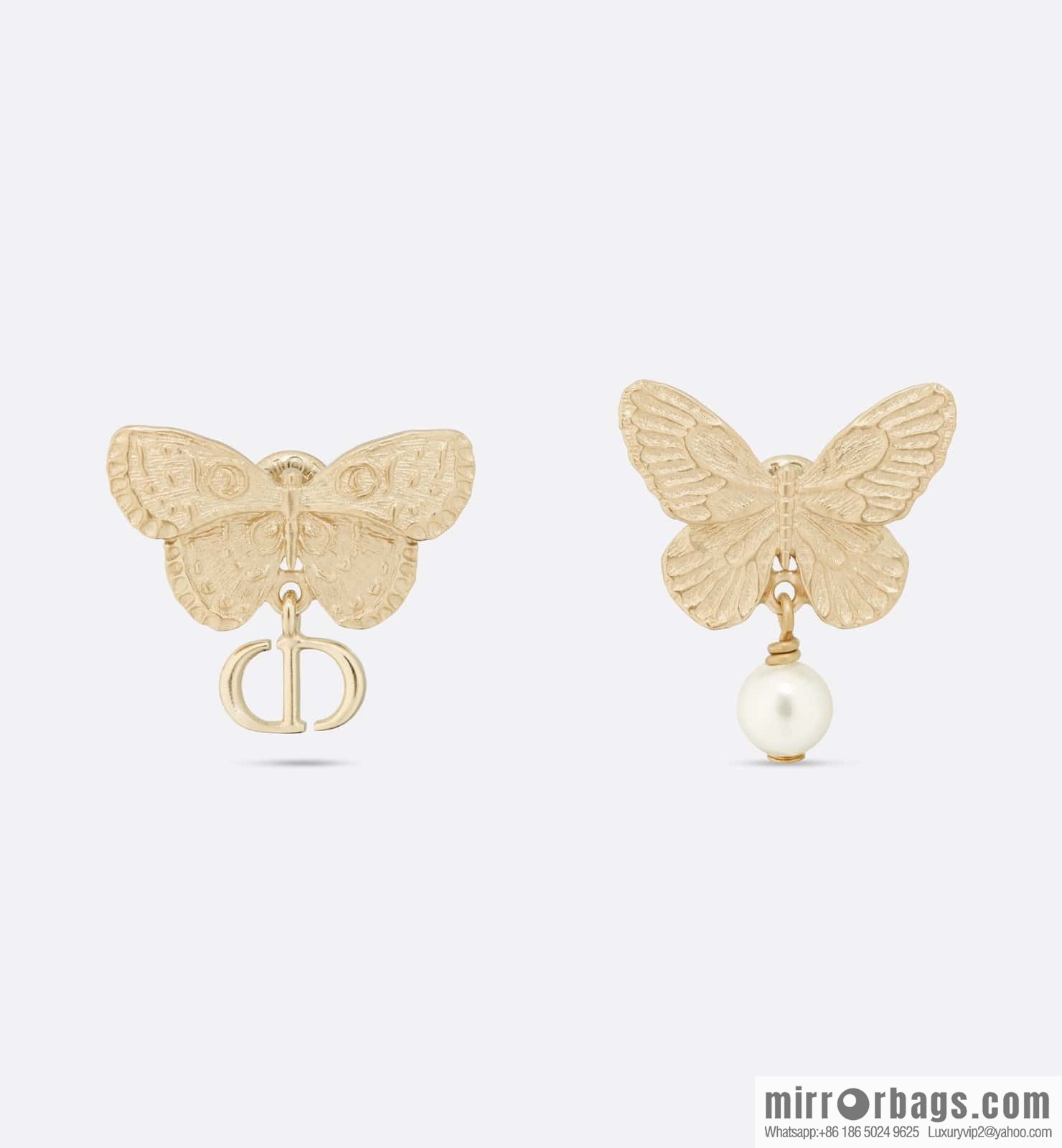 New ☑️ Dior golden butterfly pearl CD stud earrings