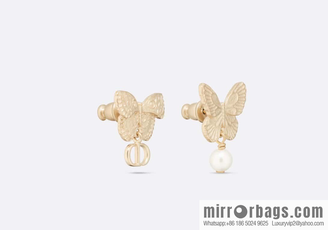 New ☑️ Dior golden butterfly pearl CD stud earrings