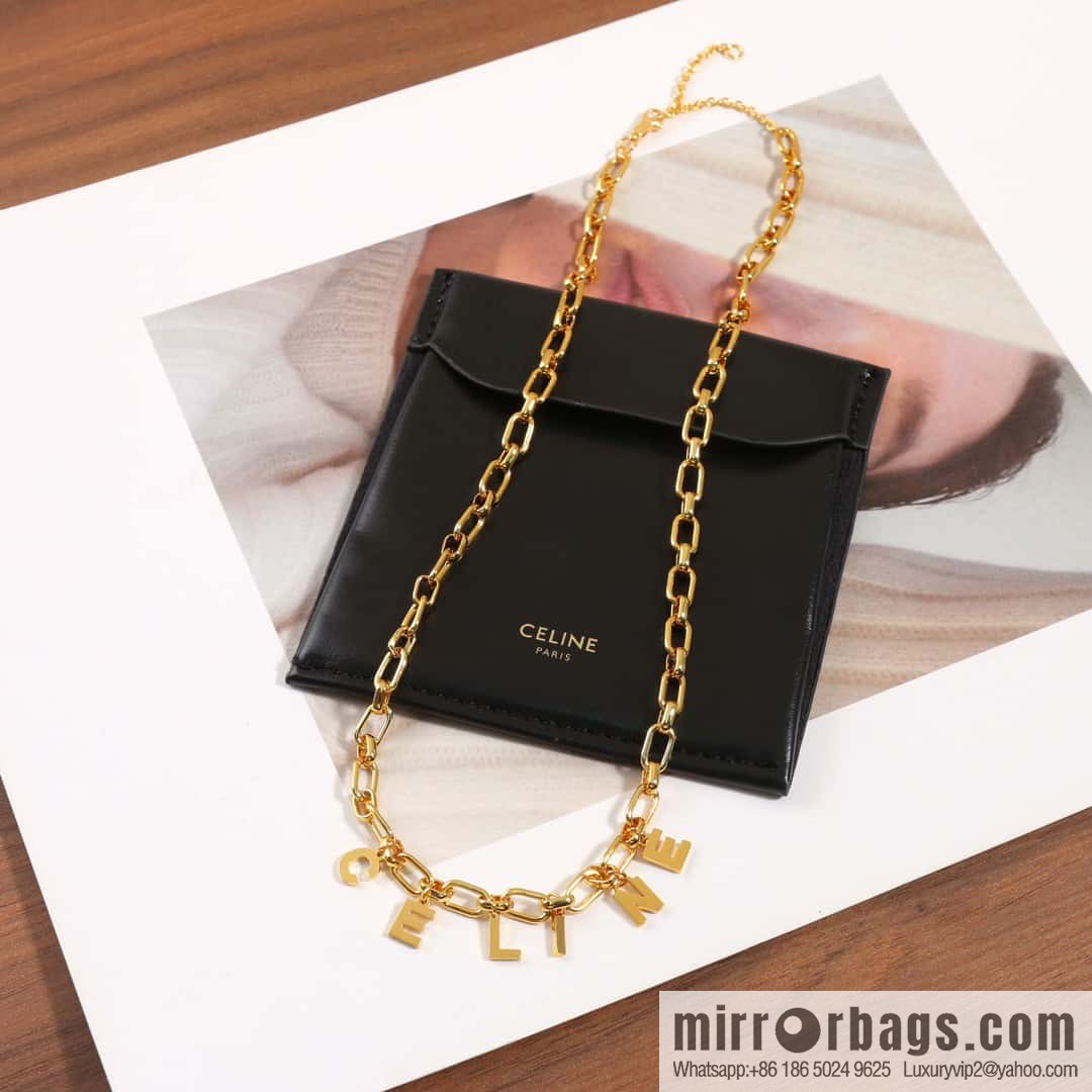 New Celine tassel gold letter necklace