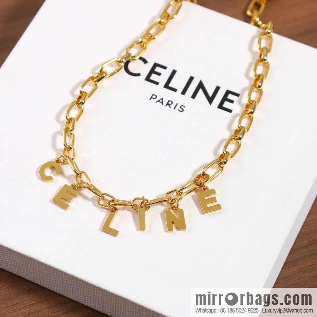 New Celine tassel gold letter necklace