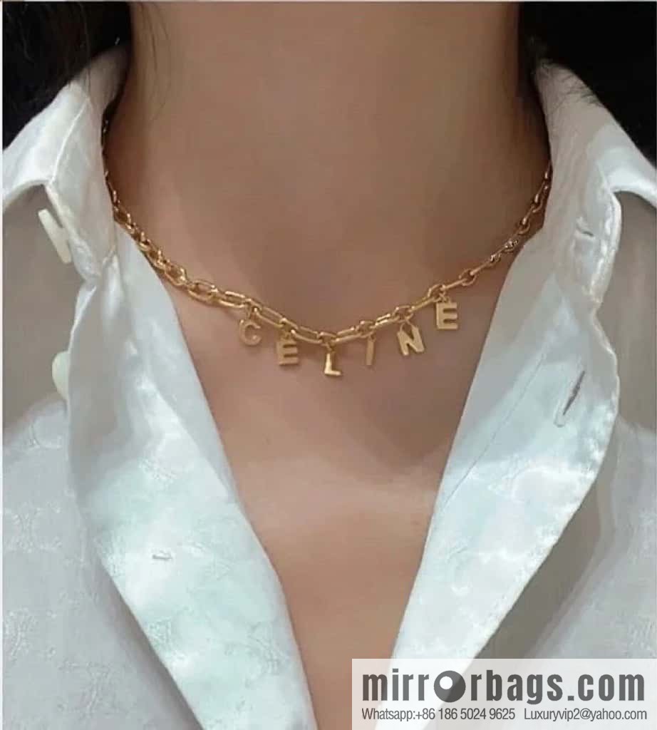 New Celine tassel gold letter necklace
