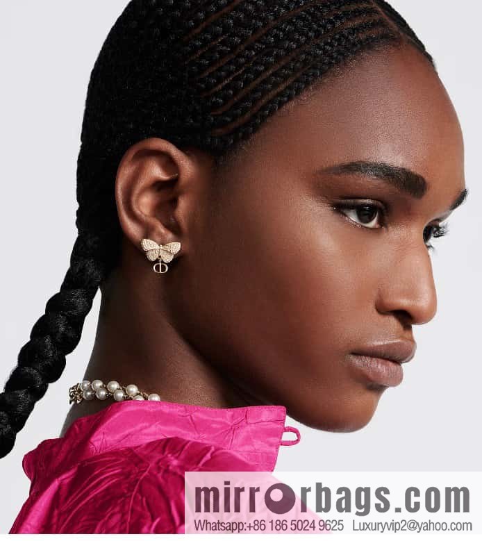 New ☑️ Dior golden butterfly pearl CD stud earrings