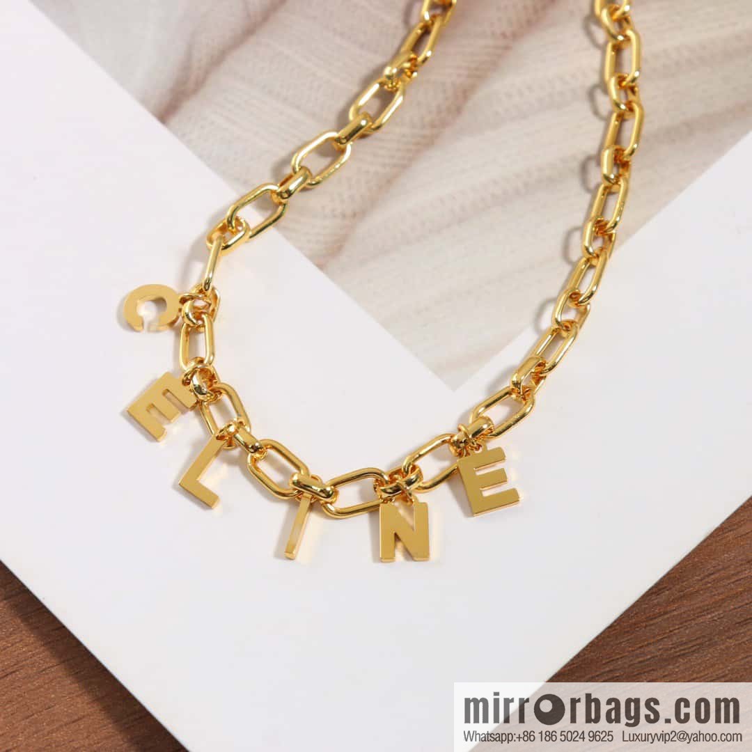 New Celine tassel gold letter necklace