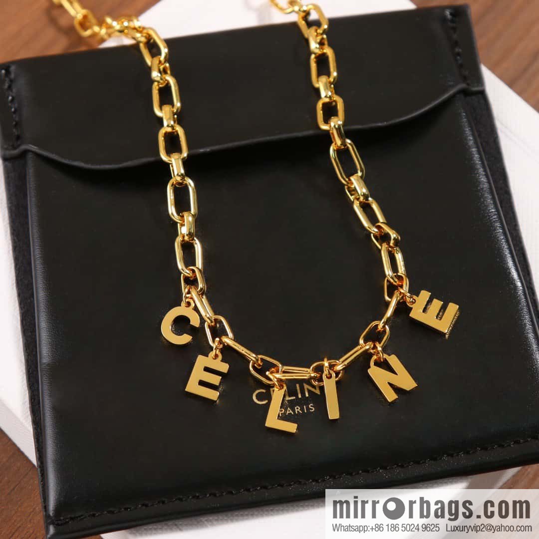 New Celine tassel gold letter necklace