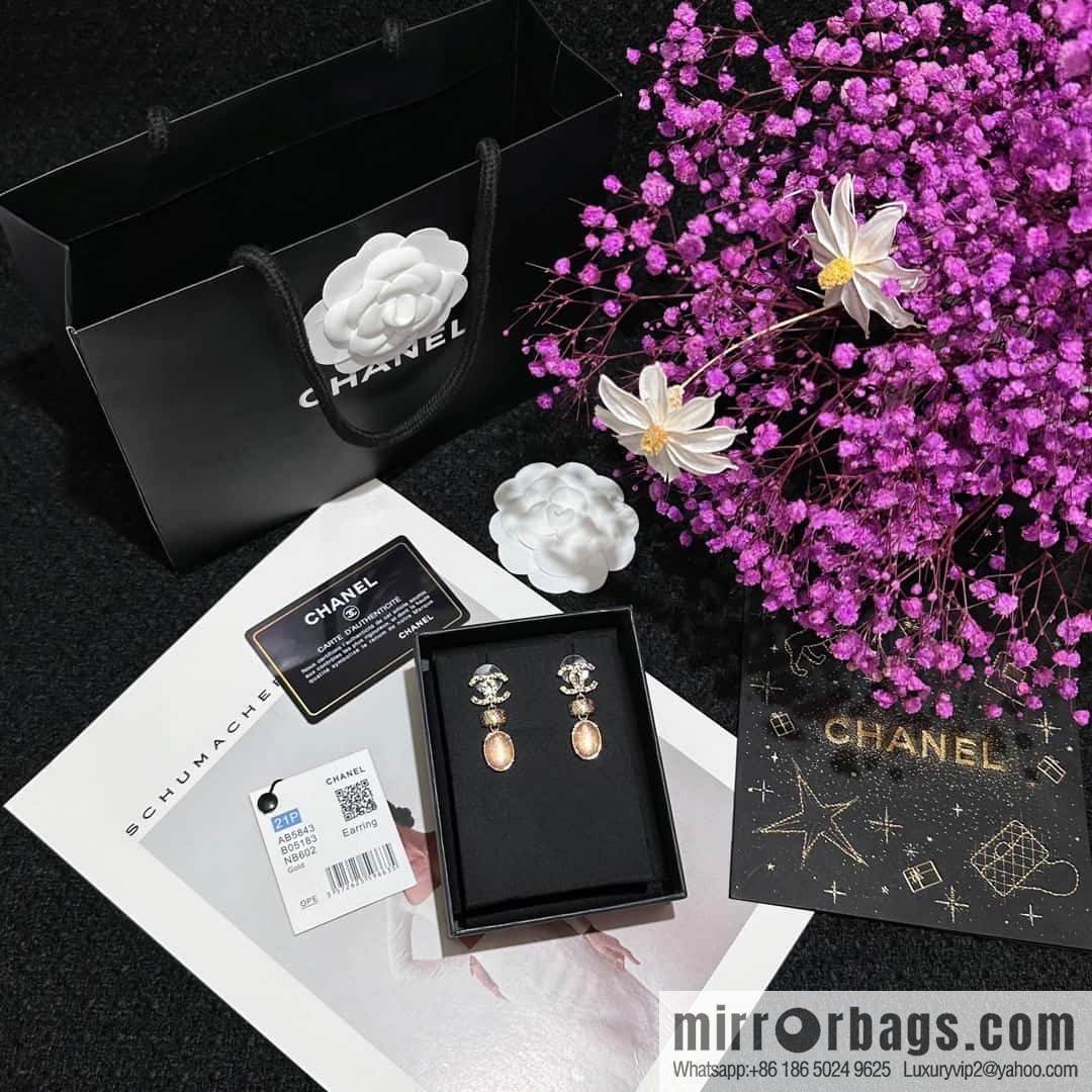 ❗️New ❗️ ☀️ new ☑️ Chanel c3 double c rhombus powder gem stud earrings ☀️