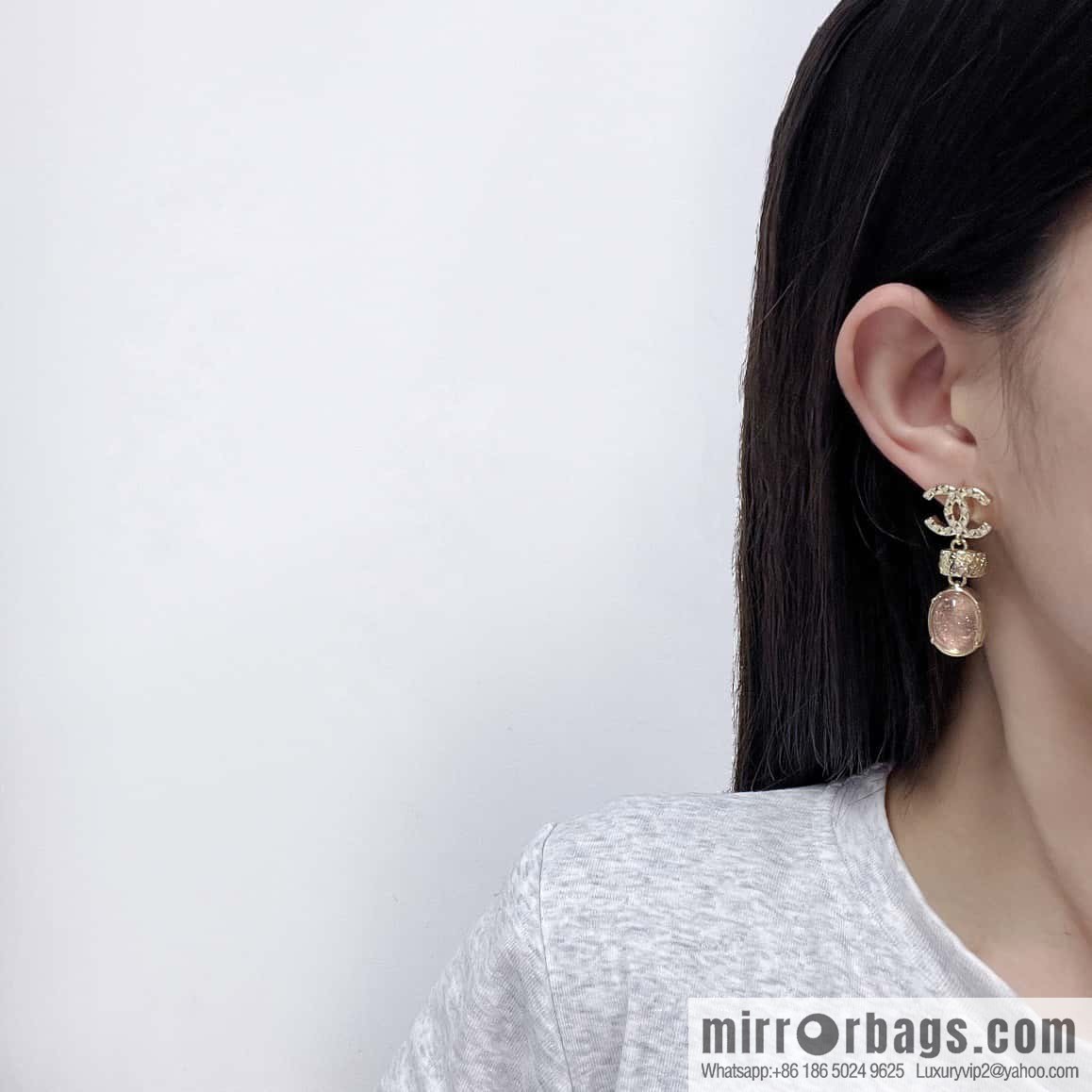 ❗️New ❗️ ☀️ new ☑️ Chanel c3 double c rhombus powder gem stud earrings ☀️