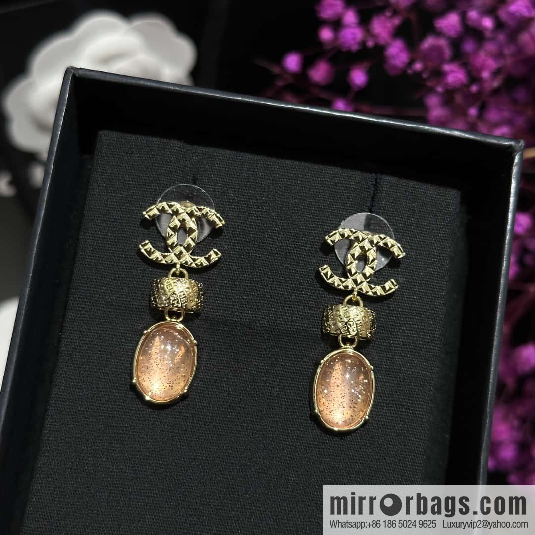 ❗️New ❗️ ☀️ new ☑️ Chanel c3 double c rhombus powder gem stud earrings ☀️