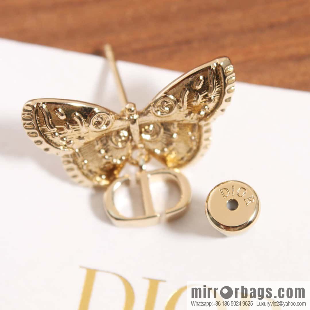 New ☑️ Dior golden butterfly pearl CD stud earrings