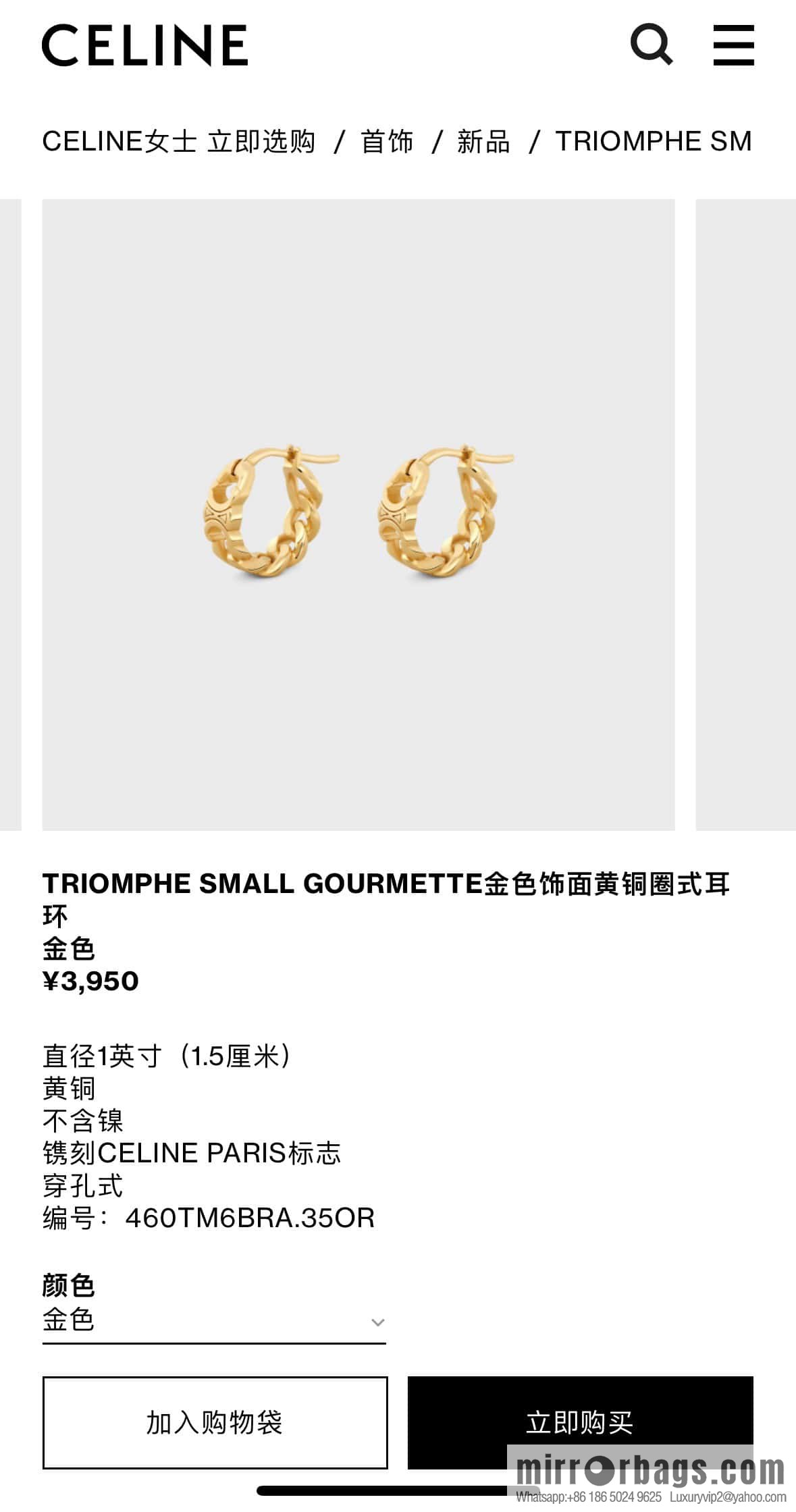 ☀️New ☑️ Celine Arc de Triomphe earrings