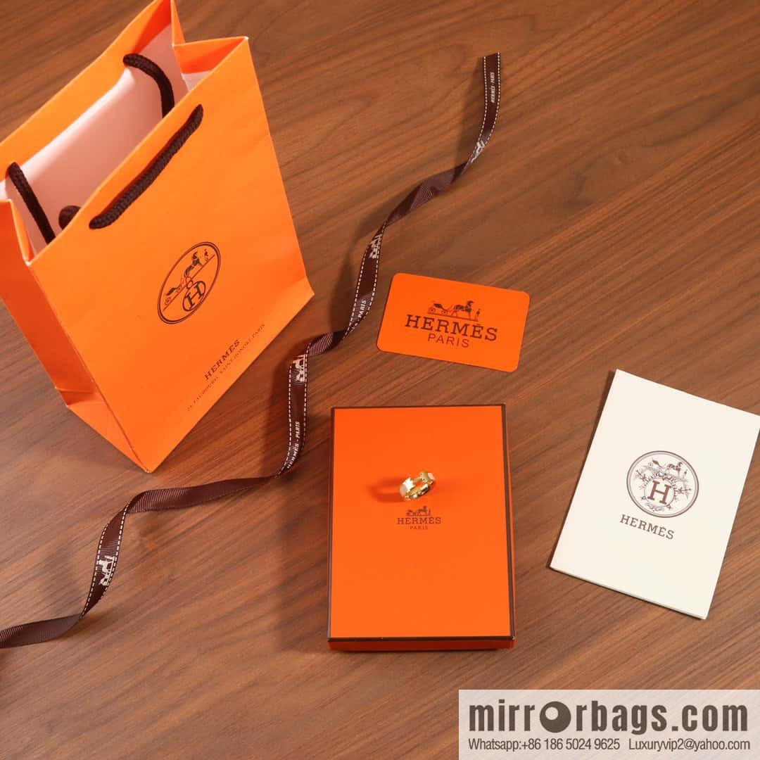 ❤️New HERMES Hermès milk tea color H ring