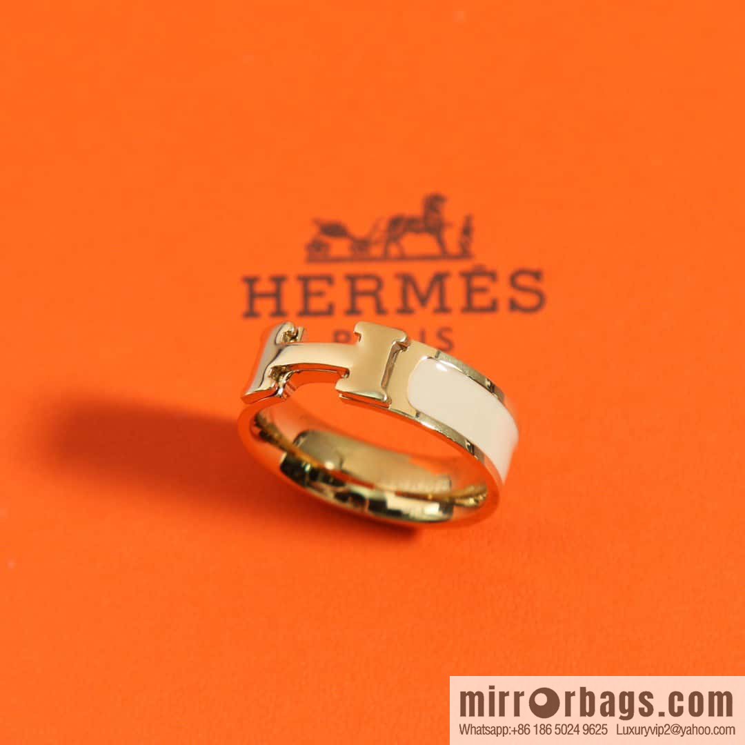 ❤️New HERMES Hermès milk tea color H ring