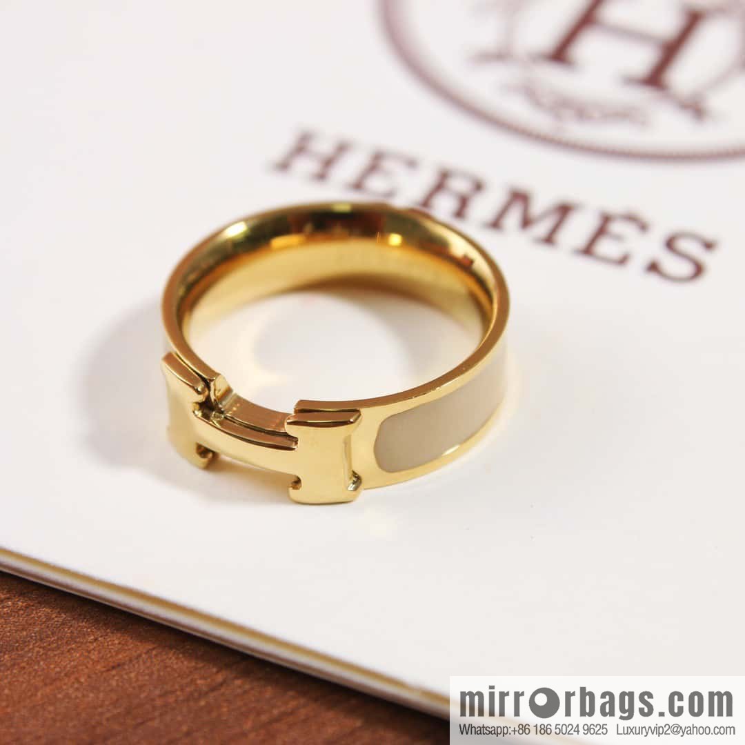 ❤️New HERMES Hermès milk tea color H ring