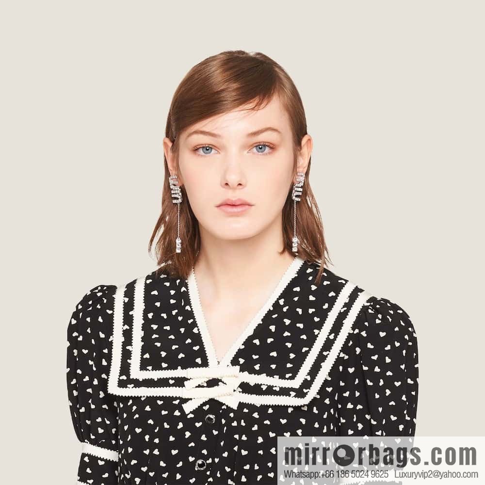 MIU MIU Miu Miu Silver Diamond Fringed Stud Earrings