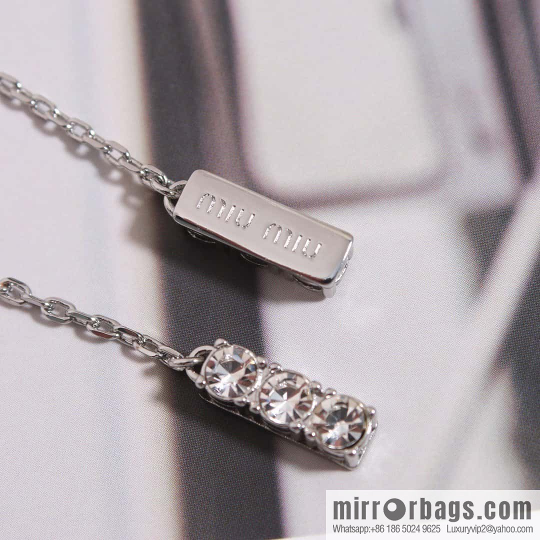 MIU MIU Miu Miu Silver Diamond Fringed Stud Earrings