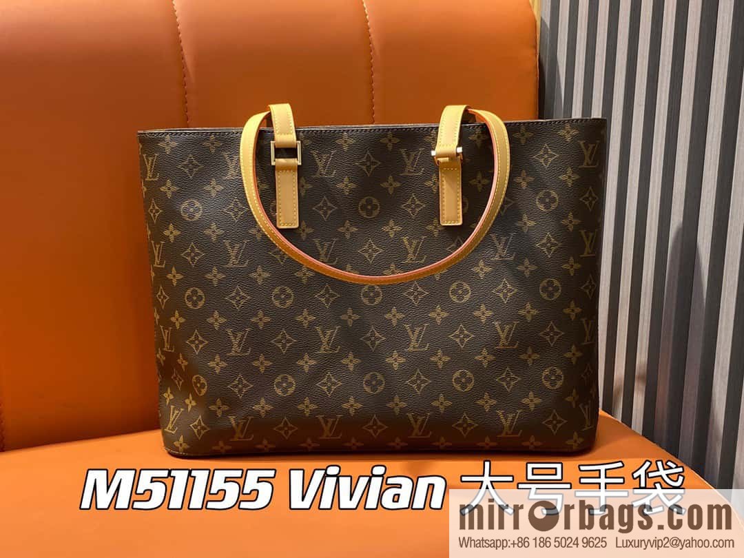 [Boutique‑grade] M51155 monogram yellow leather, medieval bag series Vivian large handbag 51172 VivianCc vegetable basket out of print medieval bag Vivian
