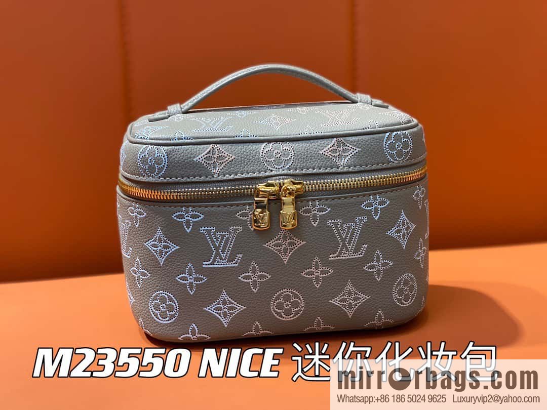 [Boutique‑grade] M23550 light gray full leather pouch series NICE mini pouch M44495 gray (cut-out)