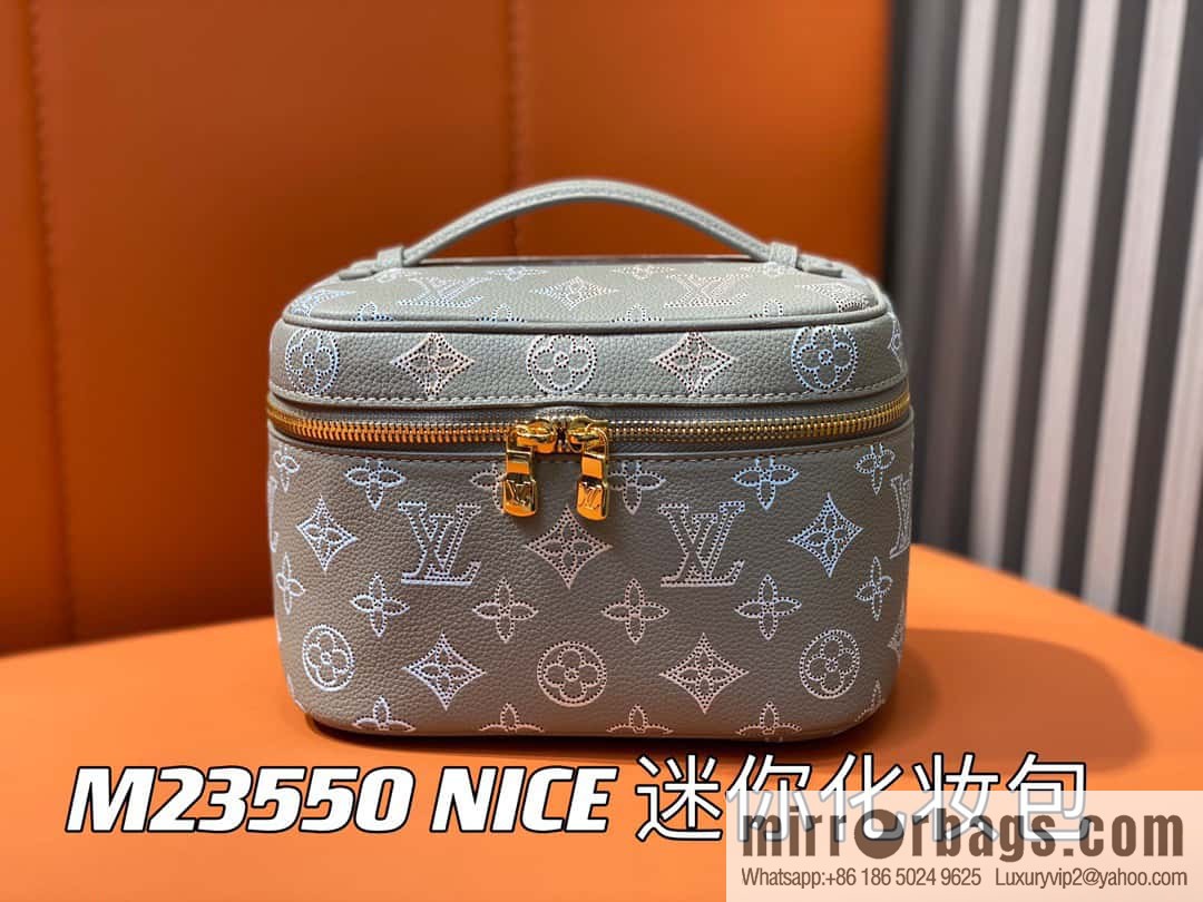 [Boutique‑grade] M23550 light gray full leather pouch series NICE mini pouch M44495 gray (cut-out)
