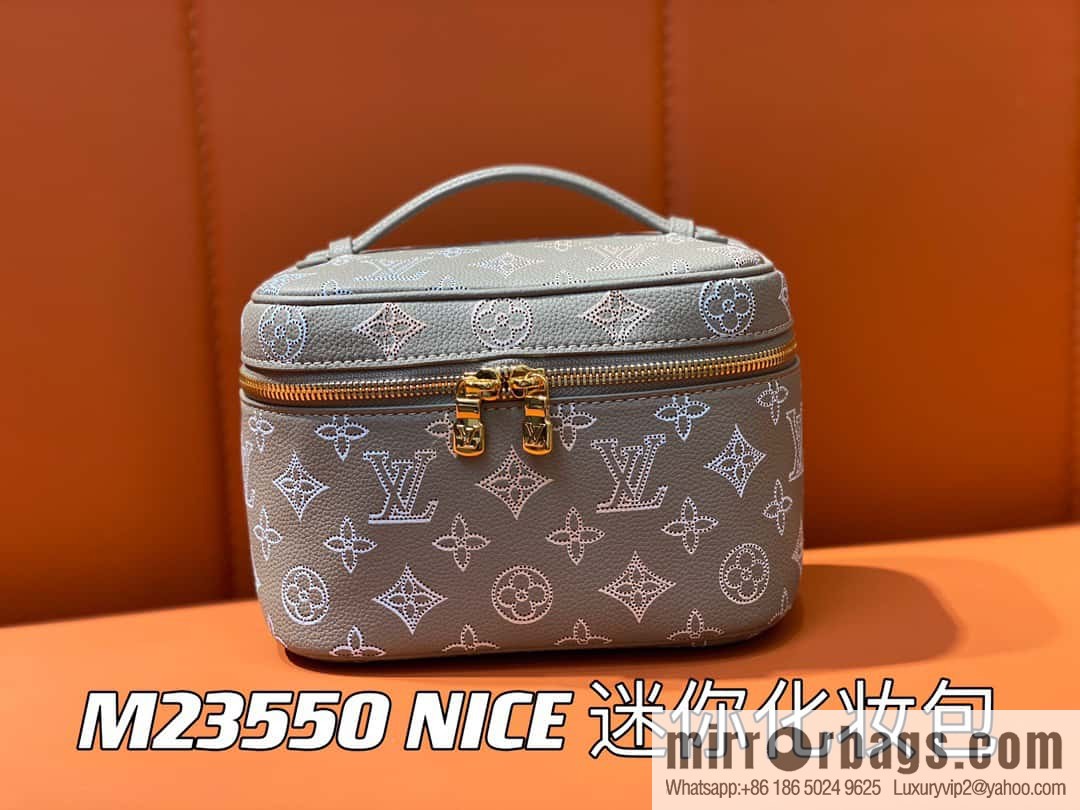 [Boutique‑grade] M23550 light gray full leather pouch series NICE mini pouch M44495 gray (cut-out)