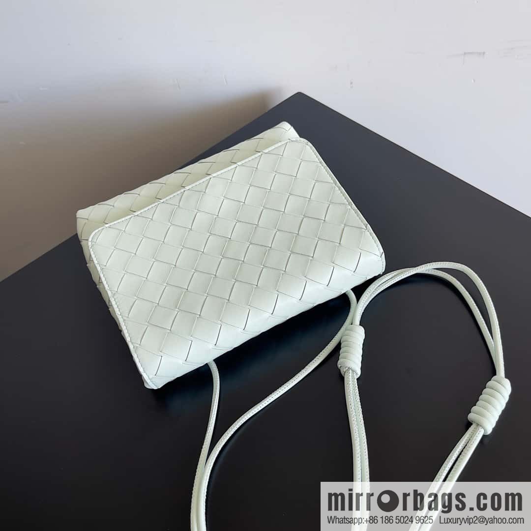 Bv new intrecciato weaving craft mini crossbody bag model number; 741897 ice blue