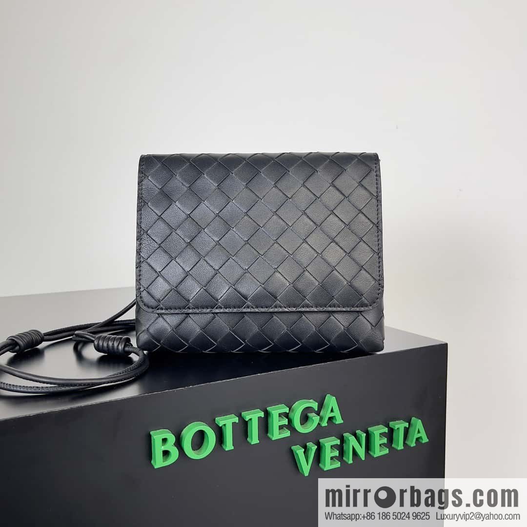 Bv new intrecciato knitting mini crossbody bag model number; 741897 black