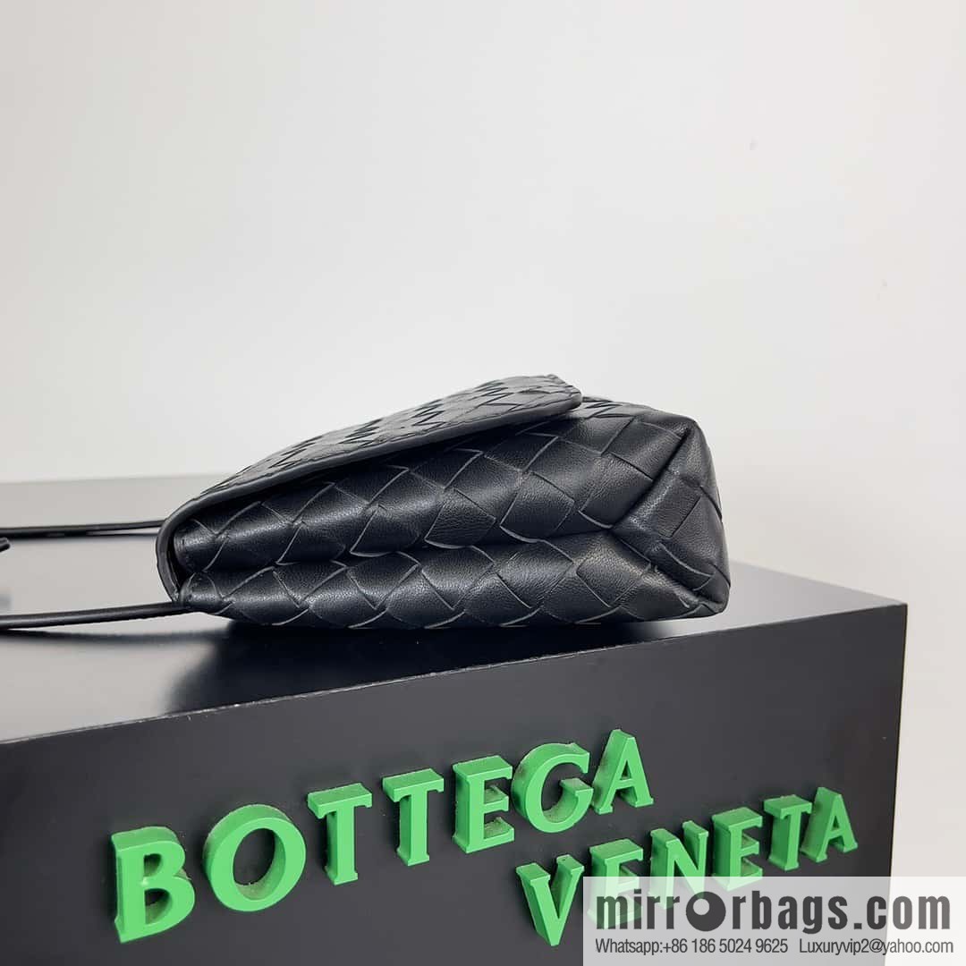 Bv new intrecciato knitting mini crossbody bag model number; 741897 black