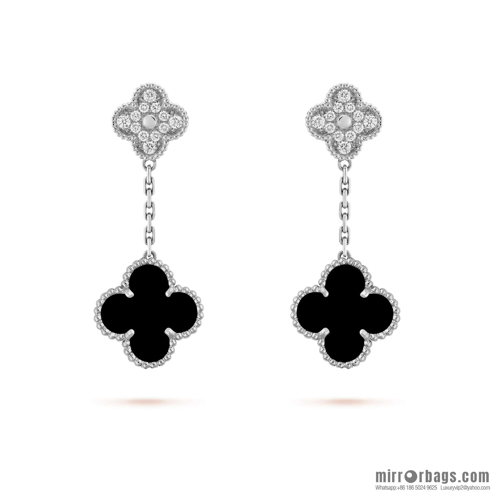 Van Cleef & Arpels Magic Alhambra Black Agate Clover Earrings Earrings