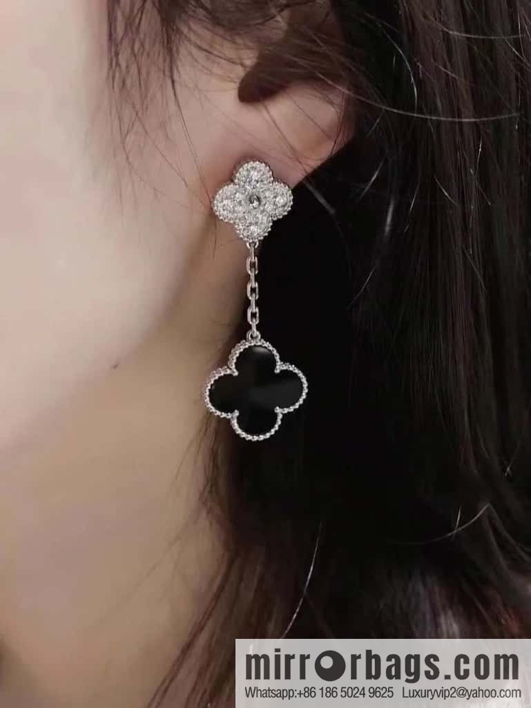 Van Cleef & Arpels Magic Alhambra Black Agate Clover Earrings Earrings