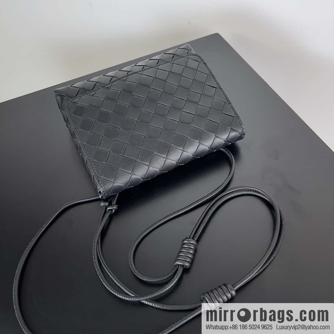 Bv new intrecciato knitting mini crossbody bag model number; 741897 black