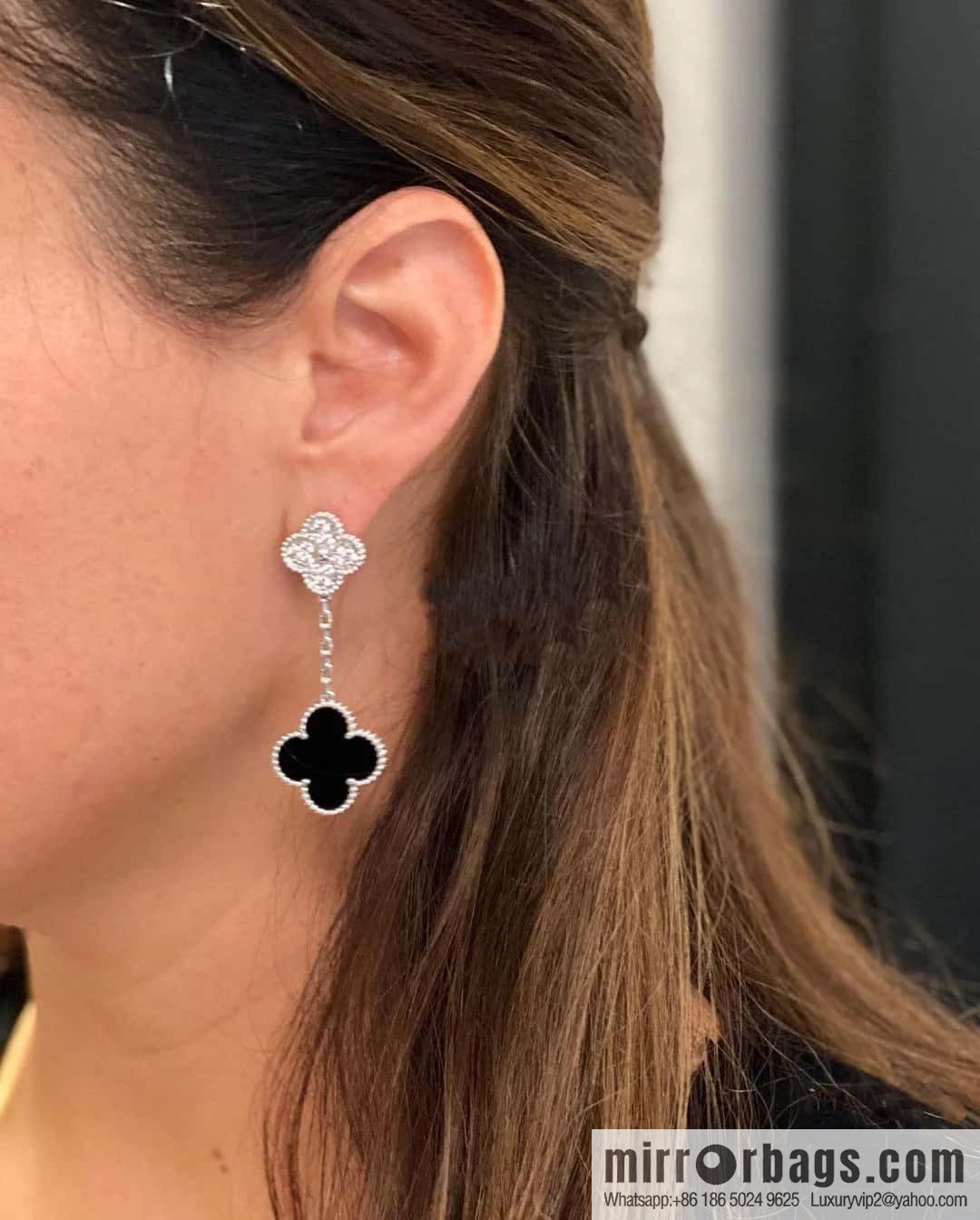 Van Cleef & Arpels Magic Alhambra Black Agate Clover Earrings Earrings