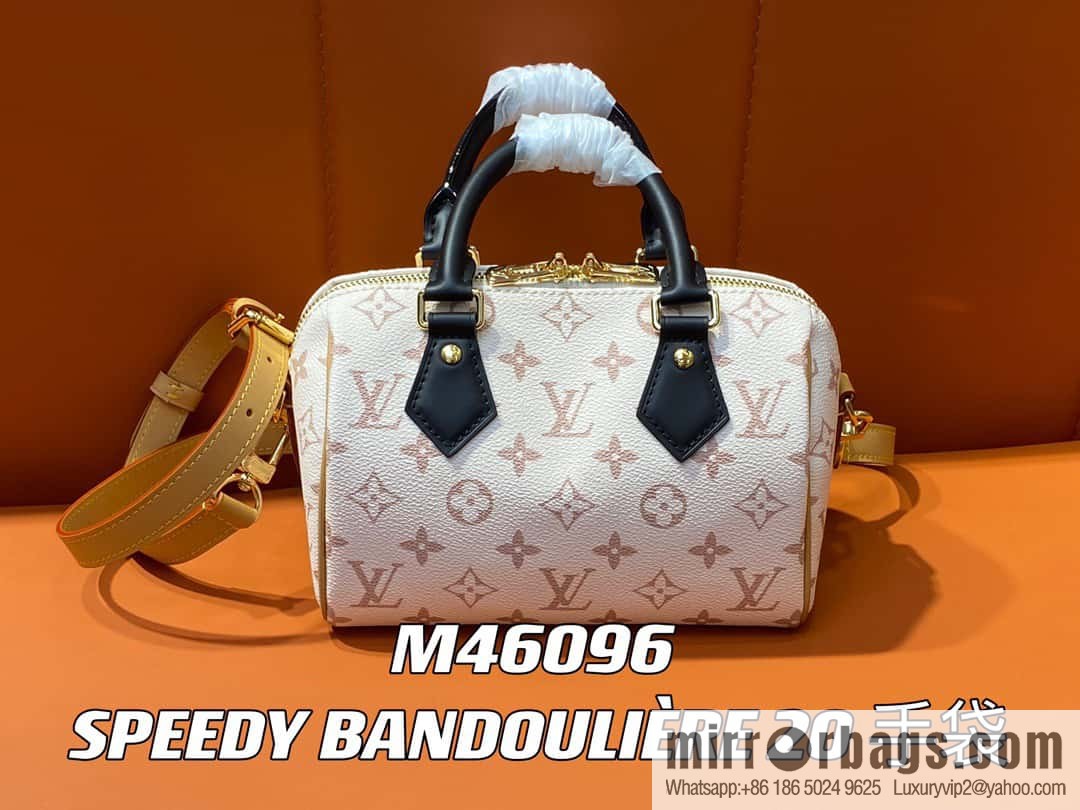 [Boutique‑grade] M46096 white flower M46234speedy pillow bag series M45957 SPEEDY BANDOULIZRE 20 handbag