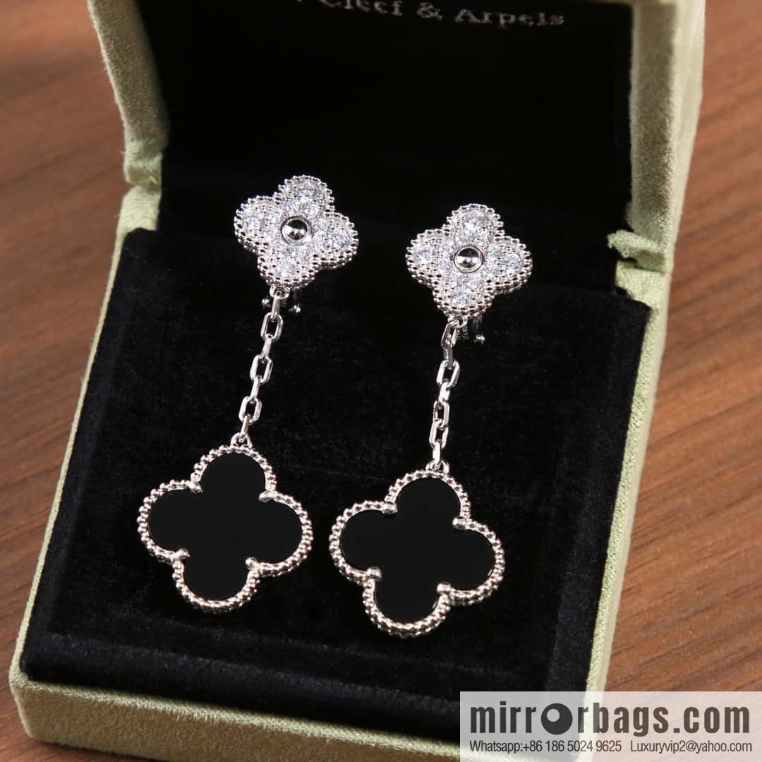 Van Cleef & Arpels Magic Alhambra Black Agate Clover Earrings Earrings