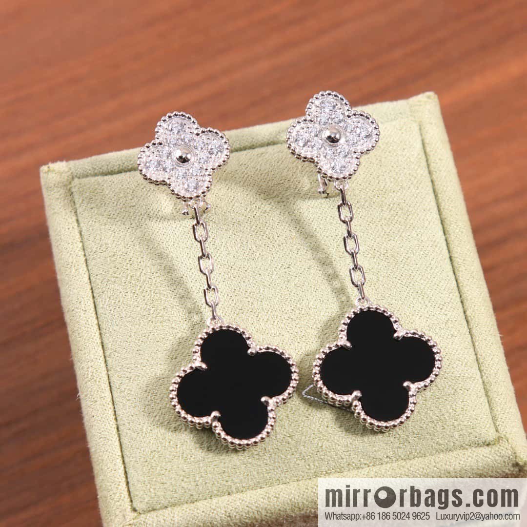 Van Cleef & Arpels Magic Alhambra Black Agate Clover Earrings Earrings