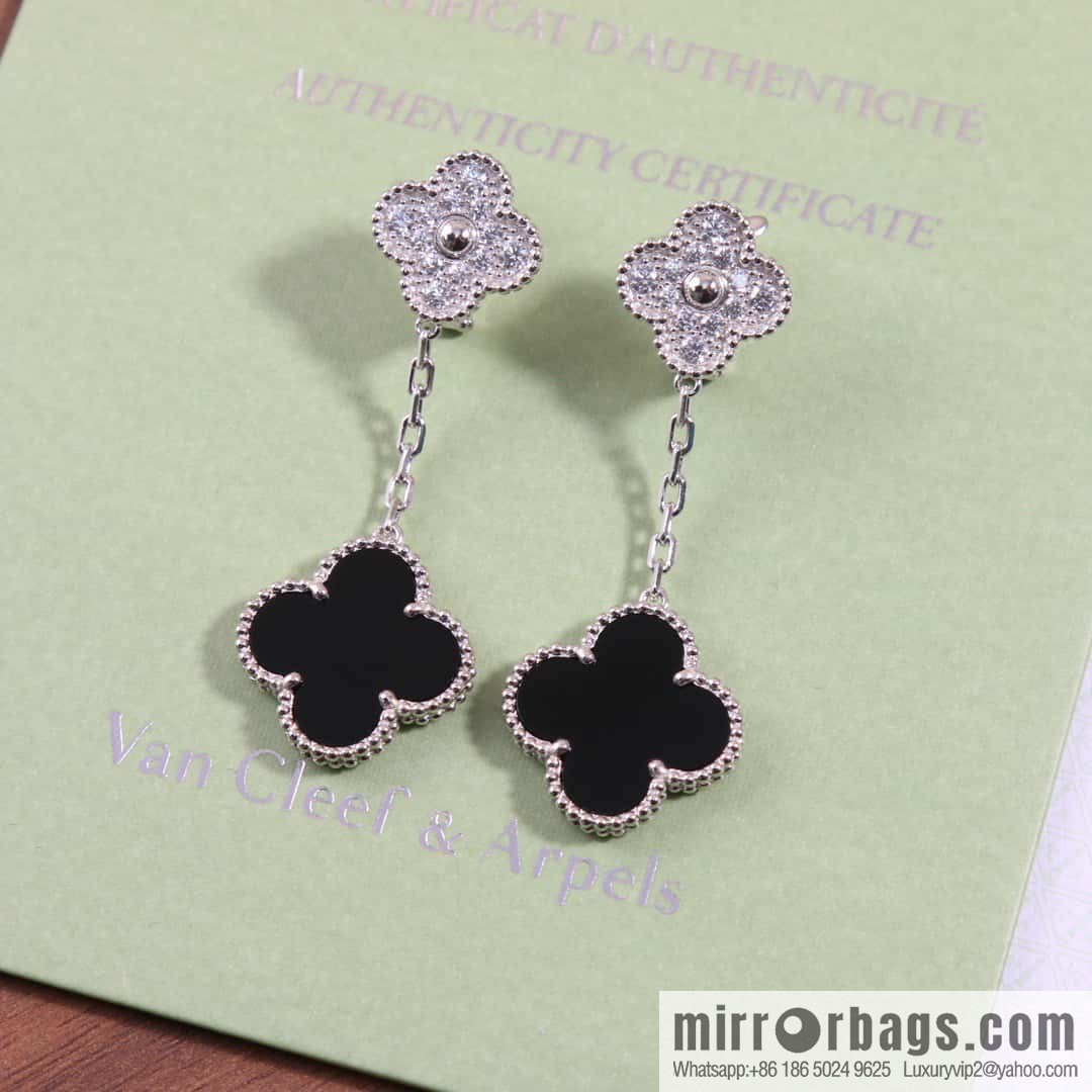 Van Cleef & Arpels Magic Alhambra Black Agate Clover Earrings Earrings