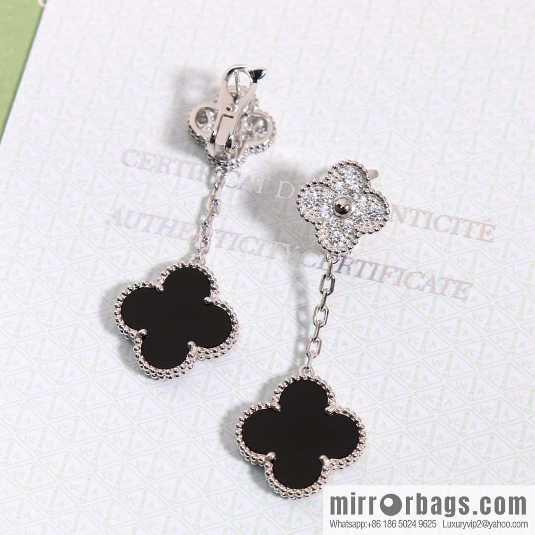 Van Cleef & Arpels Magic Alhambra Black Agate Clover Earrings Earrings