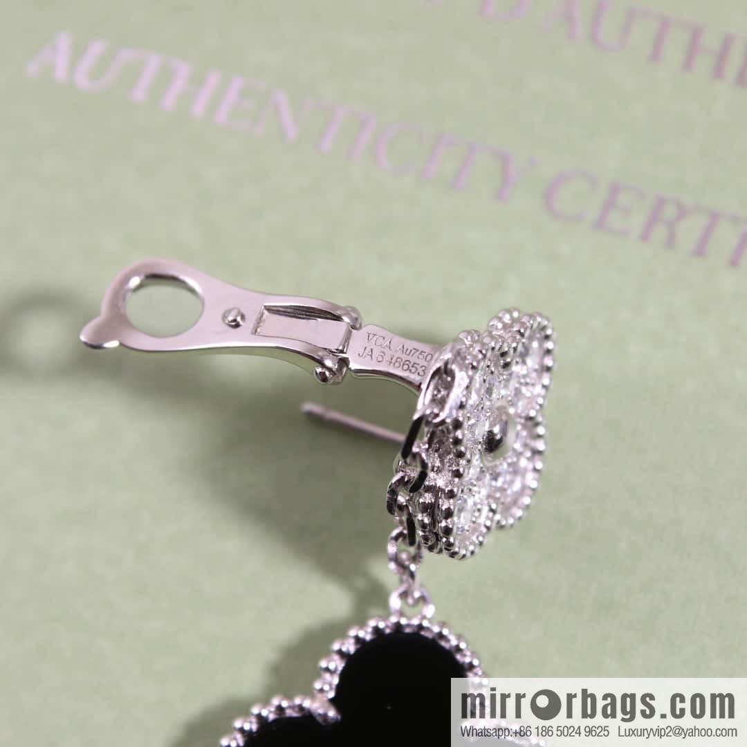 Van Cleef & Arpels Magic Alhambra Black Agate Clover Earrings Earrings