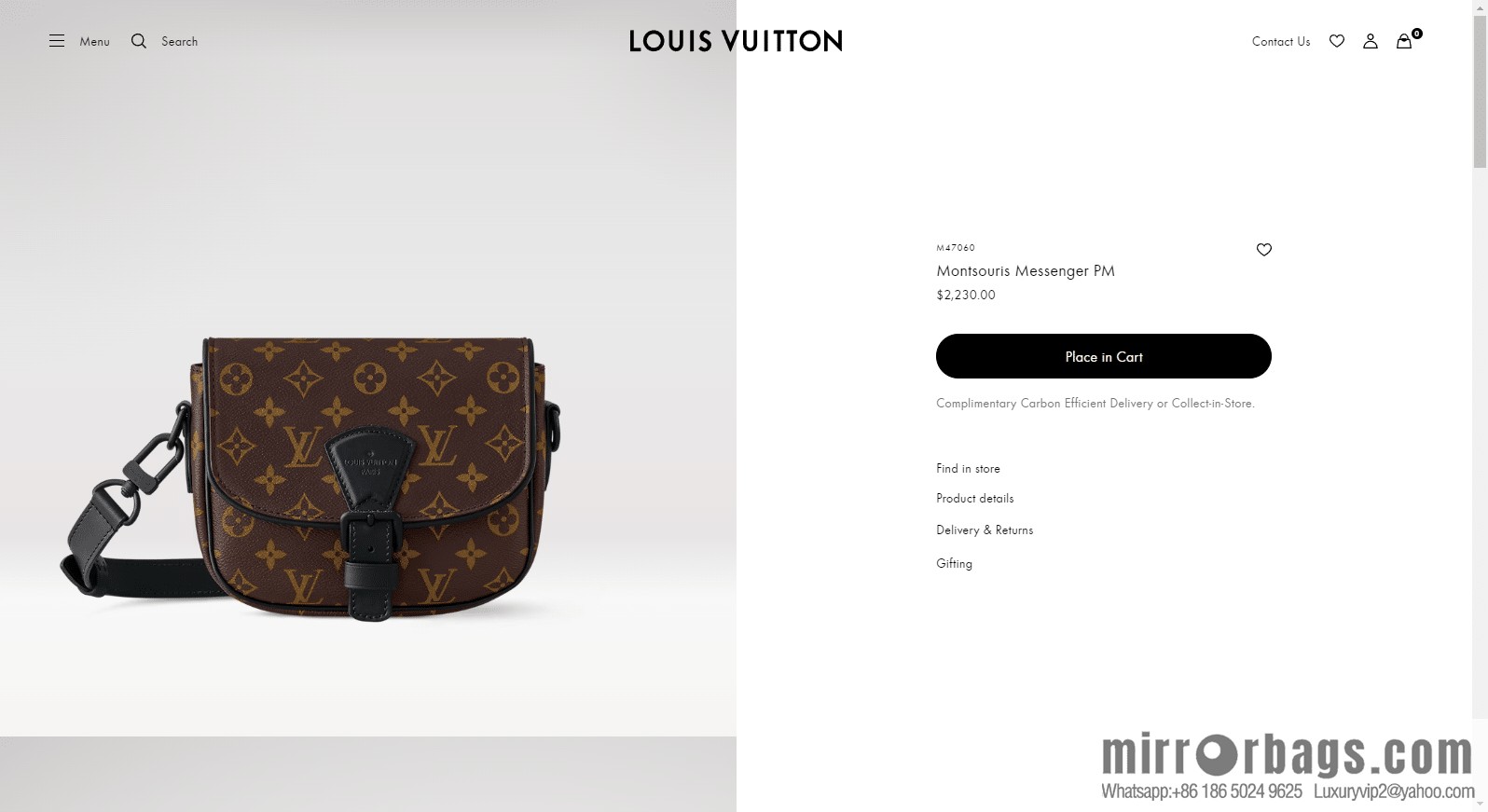 LV M47060 New MONTSOURIS small messenger bag for the season