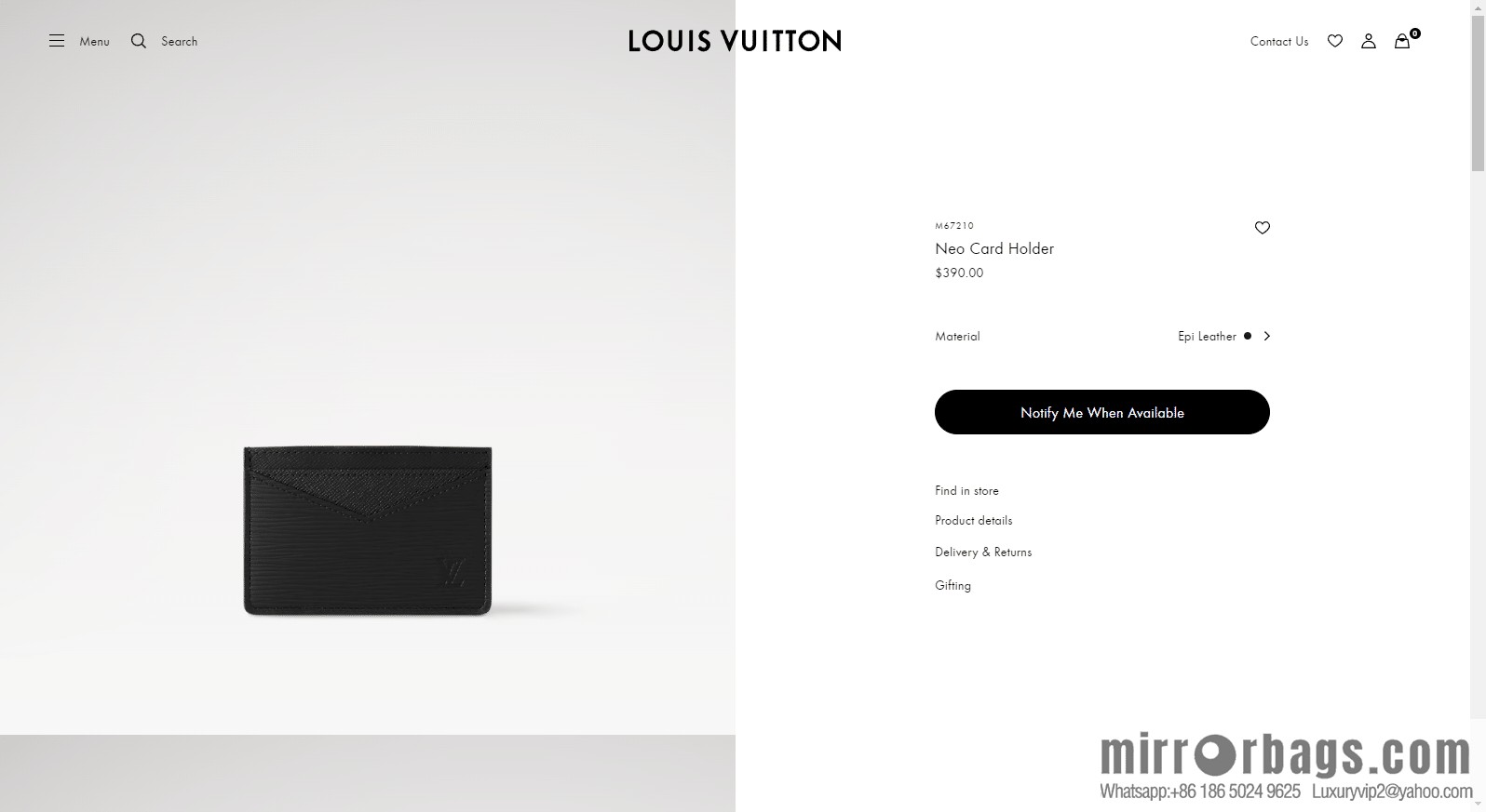 LV Neo Card Holder M67210 Premium