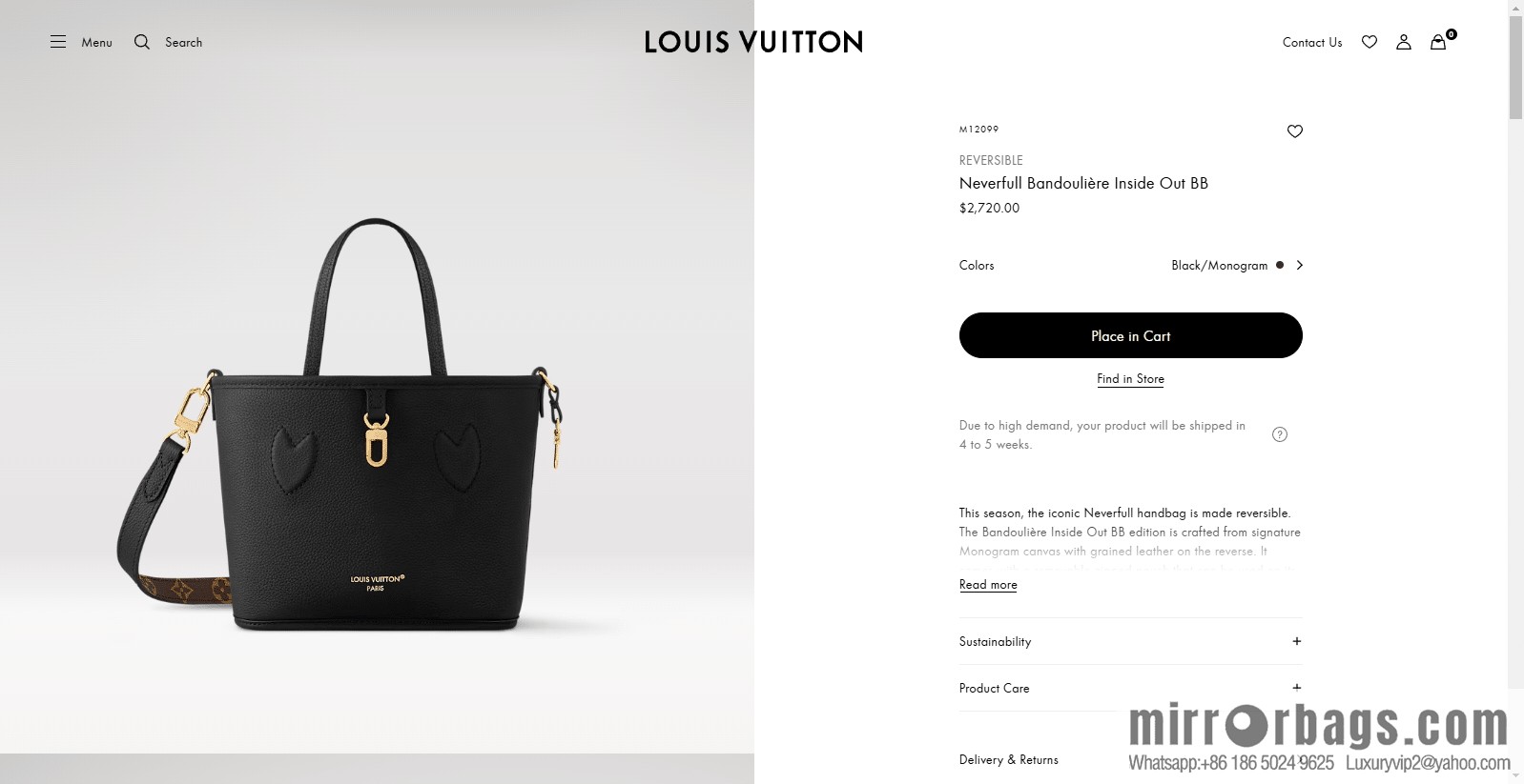 LV M12099 REVERSIBLE Neverfull Bandoulière Inside Out BB
