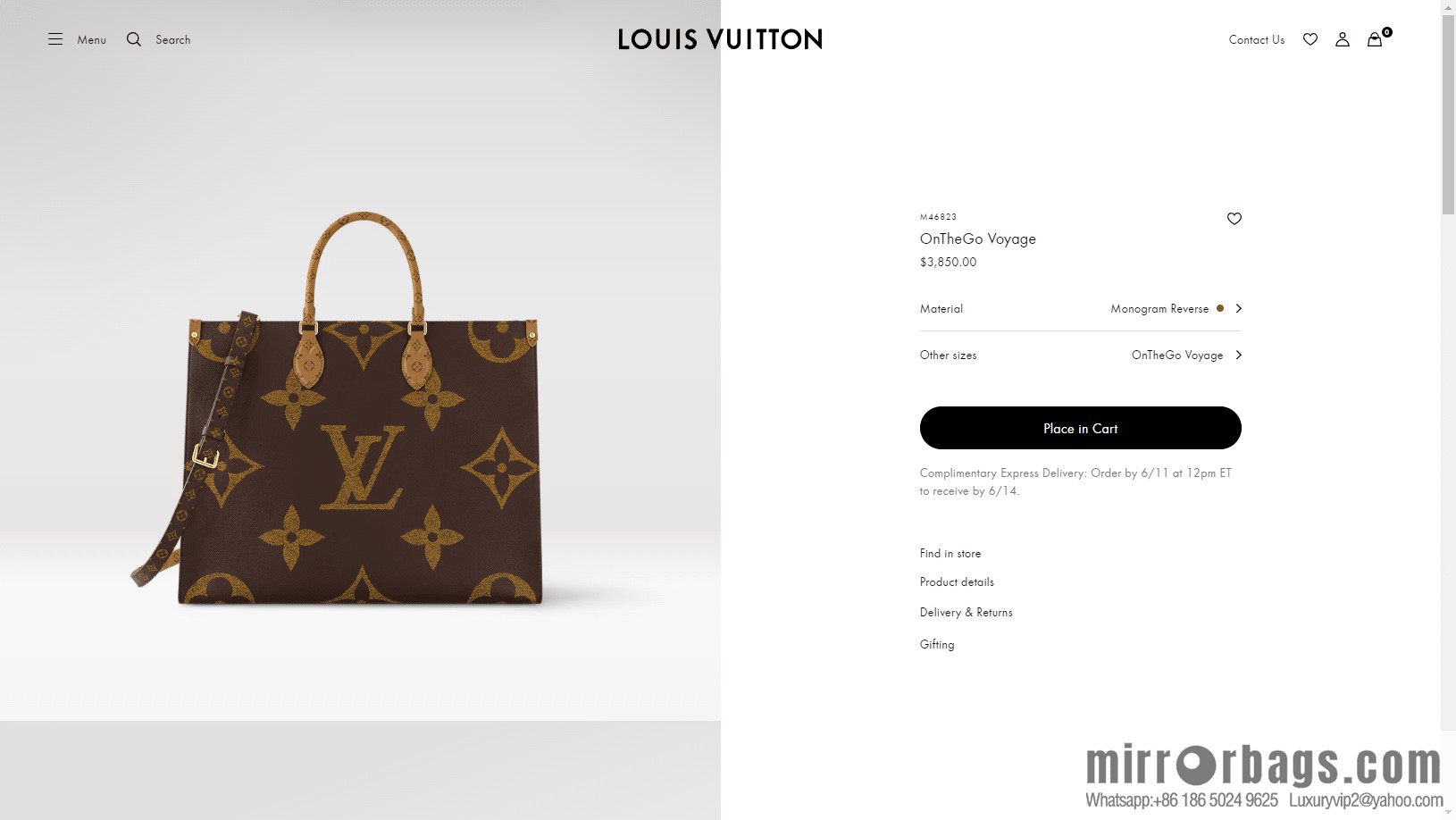 LV M46823 ONTHEGO VOYAGE BAG