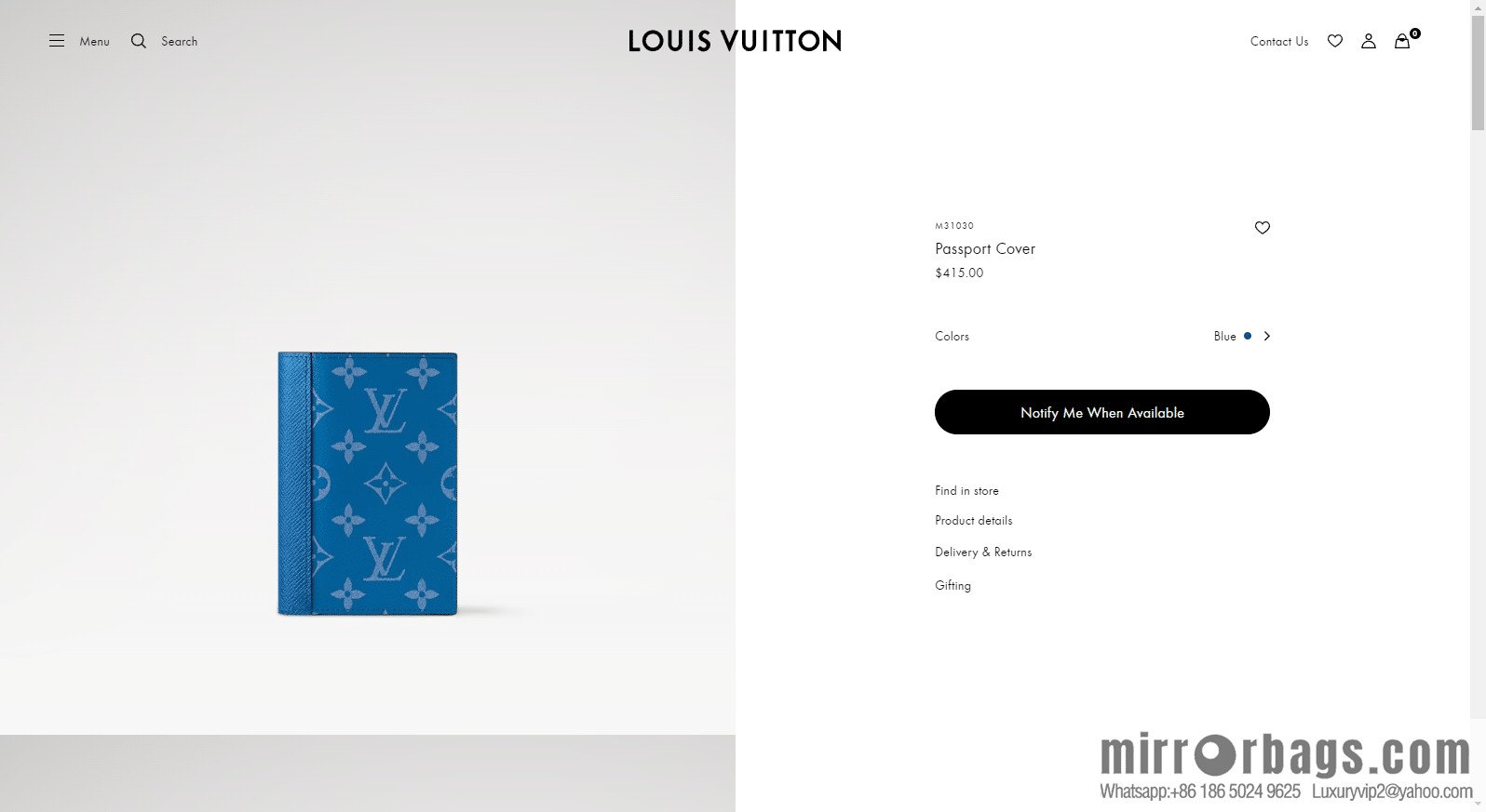 LV Passport Cover M31030 Premium