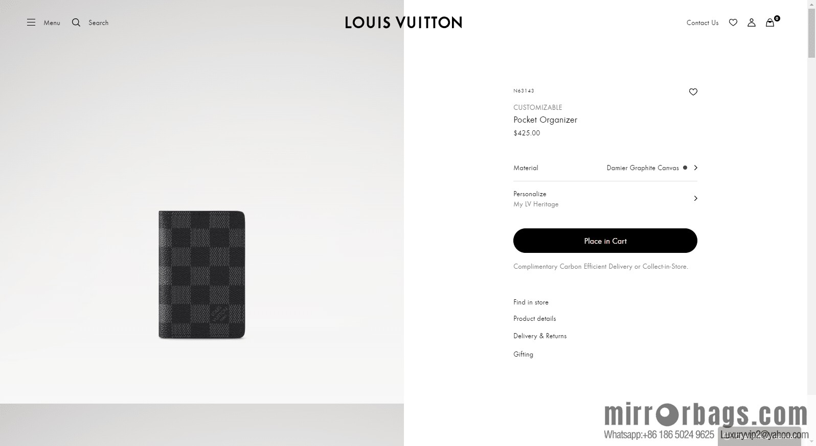 LV Pocket Wallet N63143 Premium