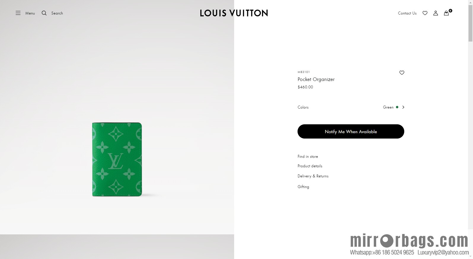LV Pocket Wallet M83101 Premium